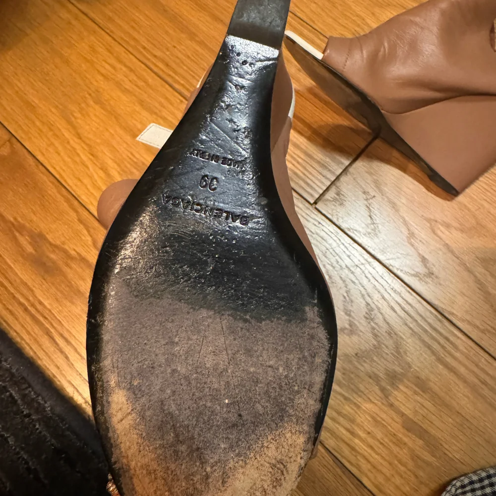 Balenciaga Brown Leather Open-Toe Wedge Heels - Picture 3 of 3